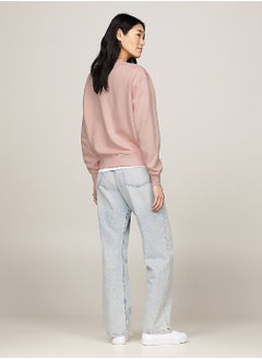 Buy Women's Featuring a Crew Neck Logo Sweatshirt -  Pure cotton, Pink in Saudi Arabia