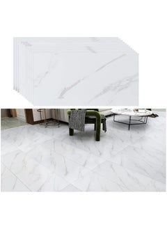 Buy 12pcs Marble Tile Stickers,Wall Sticker Self-adhesive,3D Wall Panel,15.7"x31.5"Peel and Stick Floor Tile for Home Living Room Kitchen Bathroom Decor White in UAE