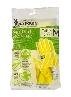 اشتري Paul Masquin Reinforced Household Gloves, 100% Latex, Pure Cotton Flocking, Medium Size في الامارات