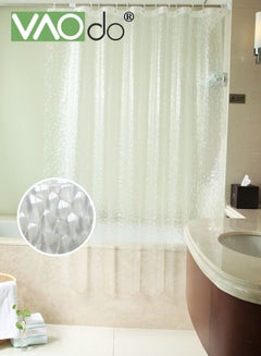 Buy Cobblestone Pattern Waterproof Bath Curtain Mold and Mildew Resistant Plastic Shower Curtain with 12 Plastic Hooks 1.8*2M in UAE