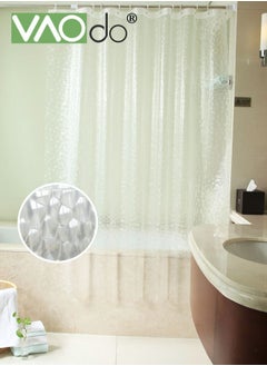 Buy Cobblestone Pattern Waterproof Bath Curtain Mold and Mildew Resistant Plastic Shower Curtain with 12 Plastic Hooks 1.8*2M in Saudi Arabia