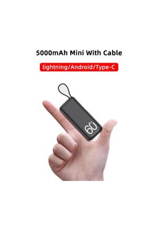 Buy 5000mah mini power bank for android  xiaomi samsung Portable emergency charging external battery charger built-in Type c cables in Saudi Arabia