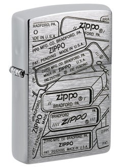 اشتري Zippo 48713 200 Bottom Stamps Design Brushed Chrome Windproof Lighter في الامارات