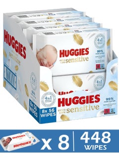 Buy 8-Piece Extra Care Pure Sensitive Baby Wipes With 99% Water 448 Wipes in UAE