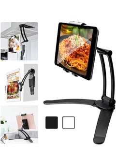 Buy Kitchen Tablet Stand Wall Mount Adjustable, Stand 2-in-1 Kitchen Wall/Tabletop Desktop Mount Recipe Holder Stand for 4-11 Inch iPad Air Mini, iPhone Xs Max XR X 6 7 8 Plus More Tablets (Black) in UAE