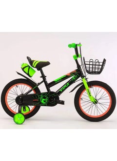 اشتري Kids Bicycle With Back Soft Seat And Carbon Steel Frame 16inch - Black/Green في الامارات