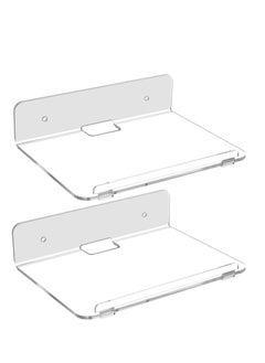 Buy Set of 2 Wall Stand Floating Acrylic Hanging Shelves Adhesive Without Drilling For Bedroom Bathroom in Saudi Arabia