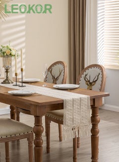 Buy Hand Woven Cotton Table Runner Rustic Table Runner with Tassels 30*180CM in Saudi Arabia