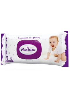 Buy Monchico Baby Wipes | 72 Water Wet Wipes |pH 5.5 |98% pure water | Alcohol & Paraben-Free | Dermatologically Approved in UAE