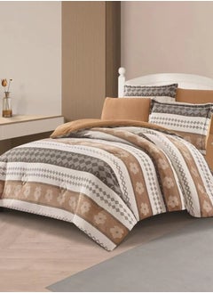 Buy Talora Velvet Winter Bedding Set – Twin XL - White - Brown in Saudi Arabia