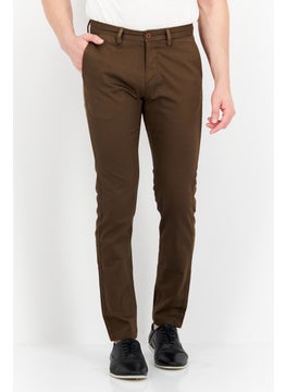 اشتري Men Trim Fit Solid Chino Pants, Dark Tan في السعودية