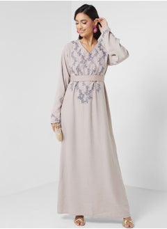 اشتري Embroidered Belted Jalabiya في السعودية