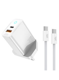 Buy USB C Charger 30W [GaN Tech] Dual Port Charger Type C Wall Fast Charge USB Plug Mini USB-C Power Adapter for iPhone 15 Pro/Max/14/13/12/11 Series, iPad Pro, Samsung S24/23, Xiaomi and Many More in UAE