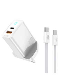 اشتري USB C Charger 30W [GaN Tech] Dual Port Charger Type C Wall Fast Charge USB Plug Mini USB-C Power Adapter for iPhone 15 Pro/Max/14/13/12/11 Series, iPad Pro, Samsung S24/23, Xiaomi and Many More في الامارات