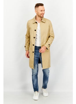 اشتري Men Plain Knit Mac Coat Jacket, Khaki في الامارات