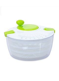 Buy Salad Spinner With Crank Handle Locking Lid White/Green 24.2x16.3cm in UAE