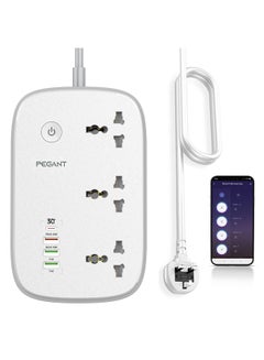 Buy WiFi Smart Power Strip Extension with 4 USB Ports and 3 Universal Outlets Control from Mobile phone and Voice Control in Saudi Arabia