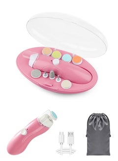 Buy Baby Nail Trimmer Electric, Rechargeable Baby Nail File Baby Nail Clippers Set, Trim Polish Grooming Kit for Newborn Toddler or Adults Toes Fingernails, 9 Grinding Heads and LED Light - Pink in Saudi Arabia