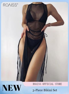 Buy 3 Piece Tankini Bikini Set Women'S Beach Swimsuit Set With Adjustable Bra And High Waist Swim Bottoms And Sun Protective Cover Up in UAE