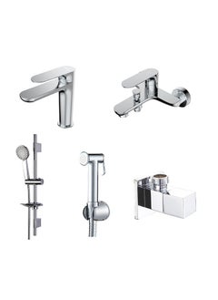 Buy 5-Piece Verdi Collection (Basin+Bath+Shattaf+Angle Valve+Kit) in UAE