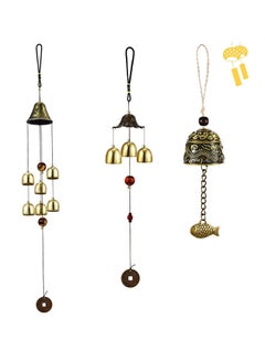 Buy Wind Chimes, Vintage Metal Wind Chime Bells Chinese Feng Shui Lucky Bell Hanging Ornament for Home Outdoor Indoor Decor Garden Hanging Decoration 3 Pieces in UAE