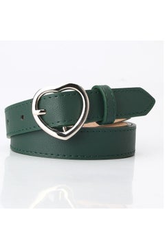 اشتري Women's All-purpose Denim Pants With Heart-shaped Pin Buckle Belt 105cm Green في الامارات