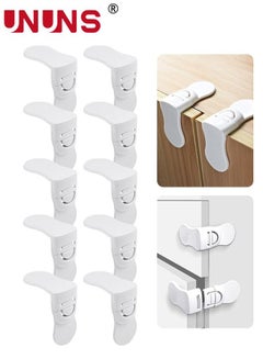 Buy 10-Piece Baby Safety Lock,Adhesive Cabinet Locks,Mini Fridge Lock Child Safety,Angle Locks,Fits Perfectly For Locking Cabinets,Sliding Door,Drawers,Toilet Seat,Freezer,Closet Seat in UAE