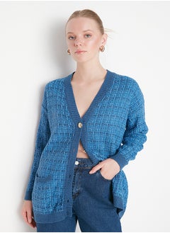 اشتري Indigo Wide Fit Tweed Look Silvery Knitwear Cardigan TWOAW21HI0250 في مصر