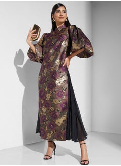 Buy Floral Print Balloon Sleeve Dress in UAE