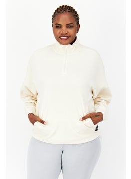 Buy Women Plus Size Long Sleeves Walking Sweatshirts, Cream in UAE