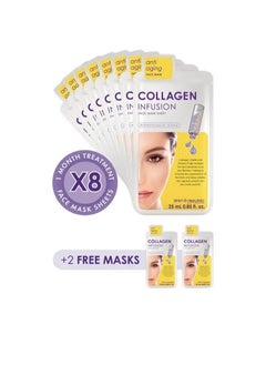 Buy Collagen Serum Face Mask Monthly Treatment 10 pcs (8+2 Free) in UAE