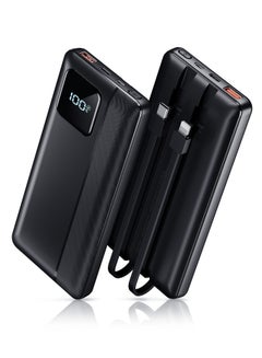 Buy Power Bank Portable Charger 10000mAh 22.5W Fast Charging Mini Powerbank with Built in USB C and IOS Cables, Mobile Phones Battery Pack for iPhone Android iPad Samsung Google Pixel LG in UAE