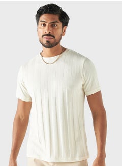 Buy Textured Crew Neck T-Shirt in Saudi Arabia