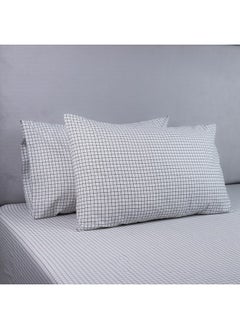 اشتري Malta 2-Piece Stripe Printed Cotton Pillow Cover Set 75 x 50 cm في الامارات