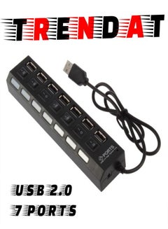 Buy Hub (USB 2.0) 7 Ports - High Speed Charging - Control Switch On And Off in Egypt