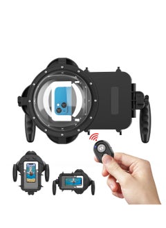 اشتري Professional Waterproof Diving Case, for iPhone 15/14/13 Pro/13/12 Pro Max/SE 2020/11 Pro/XS Max/XR/X/8/7 Plus,or Any Other Smart Mobile Phones Size from 4.5-7.0 Inches,With Remote Control Feature في الامارات