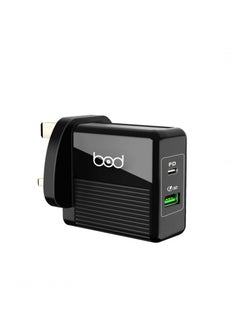 Buy 38W Wall Charger with USB Port, Q3.0 Quick Charge and PD Port, Black in Saudi Arabia