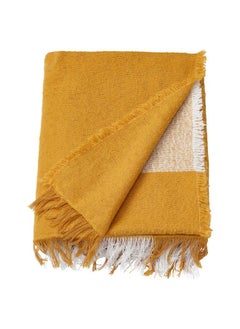 Buy Throw Dark Yellow/Off White 130X170 Cm in Saudi Arabia