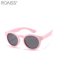 Buy Round Polarized Sunglasses for Babies, UV400 Protection Cute Beach Holiday Sun Glasses with Lightweight Flexible TPEE Frame and Elastic Strap for Boys Girls Age 0-3, Pink in Saudi Arabia