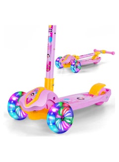 اشتري سكوتر للاطفال 3 عجلات سكوتر قابل للتعديل الارتفاع وامض بعجلات ال اي دي للاولاد والبنات مناسب لعمر 3-8 في السعودية