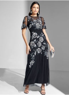 Buy Floral Embellished Dress With Sequin Detail in Saudi Arabia