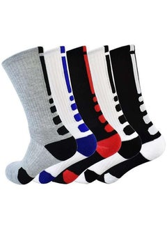 اشتري Basketball Socks, Cushioned Athletic Sports Socks, 5 Pack Compression Crew Socks for Boy Girl Men Women في السعودية