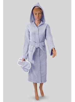 Buy Egyptian cotton bathrobe for unisex with bow and slipper and waist belt in multiple sizes and colors in Saudi Arabia