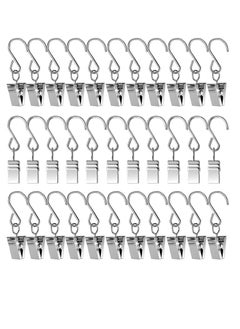 اشتري Curtain Clips ,with Hooks for Hanging Clamp Hangers Gutter Hooks for Party String Light Outdoor Wire Holders, Stainless Steel Silver 60PCS في السعودية