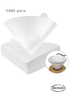 Buy 100pcs Coffee Filters V60 Cone Paper White Coffee Filters Unbleached Paper Filters Compatible with Pour Over Drippers 2-4 Cups Size 02 Coffee Filters v60 in UAE