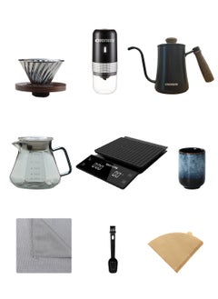 Buy V60 Pour Over Coffee Set, 9-Piece Electric Coffee Grinder Drip Coffee Maker Set,Hand Brewing Coffee Accessories Kit in Saudi Arabia