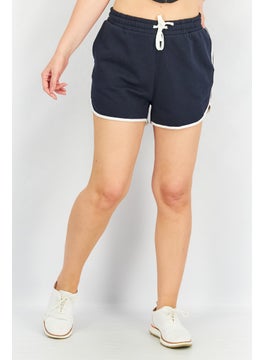 اشتري Women Plain Drawstring Shorts, NavyWhite في الامارات