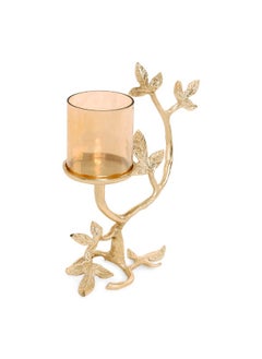 Buy Mural Pillar Candle Holder, Gold - 25X30 Cm in UAE