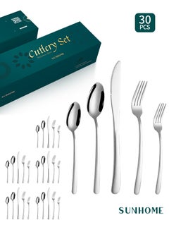 اشتري SUNHOME 30-Piece Stainless Steel Cutlery Set Silver في الامارات