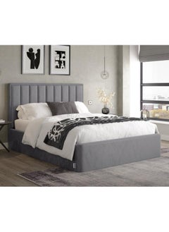 Buy Soothe Snooze Upholstered King Size ( 180 X 200 ) Grey Color Bed in UAE